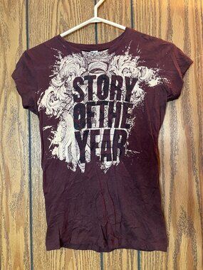 Story of the Year Brown Band T-Shirt Women's Medium *Never Worn*